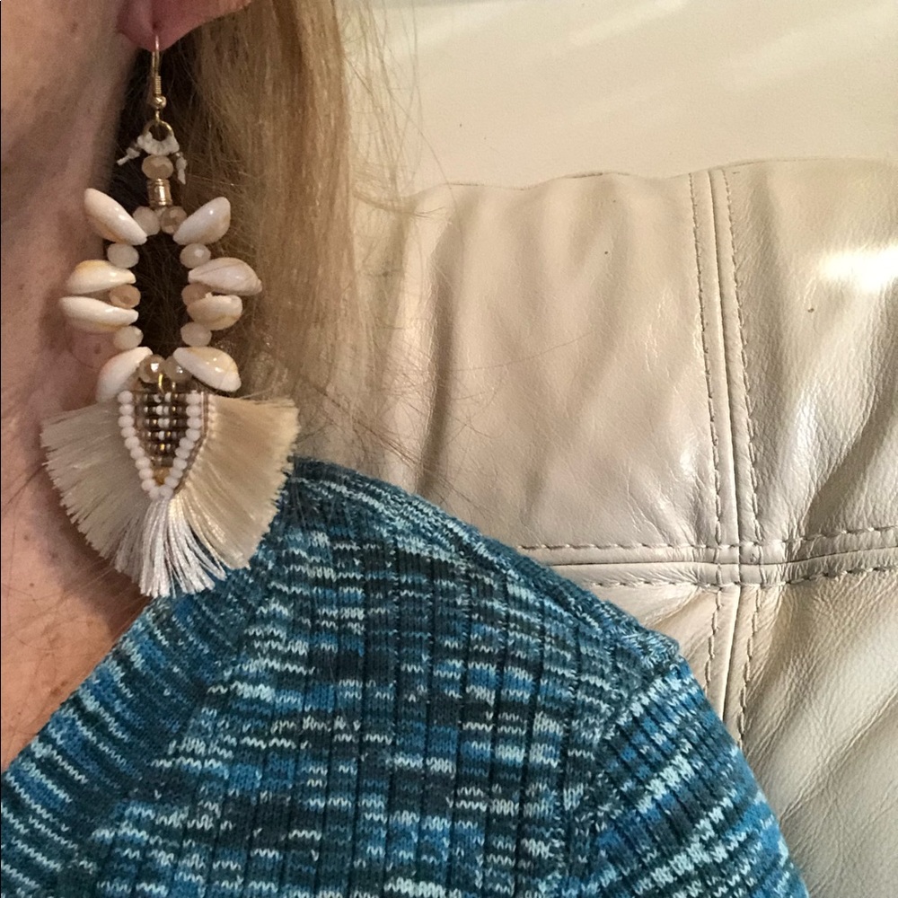 Shell And Fringe Statement Earrings Gorgeous!! - image 2